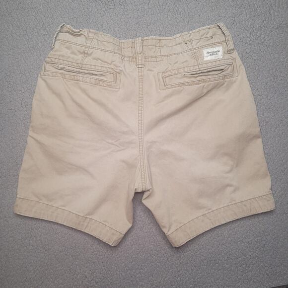 Abercrombie & Fitch Shorts Mens 30 Khaki Tan Chino Flat Front Casual Preppy Gorp - Picture 2 of 7